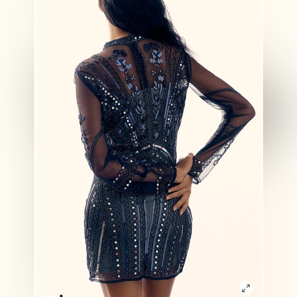 Anthropologie Blue Sequin Dress - Picture 3 of 7